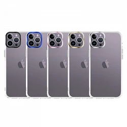 Coque iPhone 13 Pro Space en Acrylique Dur Transparent Bord de Caméra en Aluminium - 5 Couleurs