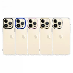 Funda Transparente Acrílico Duro iPhone 14 Pro Max Space Case Borde Cámara Aluminio - 5 Colores