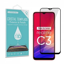 Cristal templado Full Glue 11D Premium Realme C3/C12/C15/Y20/Y20I Protector de Pantalla Curvo Negro