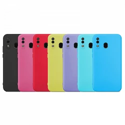Case silicone smooth Samsung A20s with camera 3D - 7 Colors