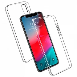 Double coque en silicone transparente avant et arrière pour iPhone X / XS