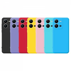 Funda Silicona Suave Vivo X80 Lite con Camara 3D - 7 Colores