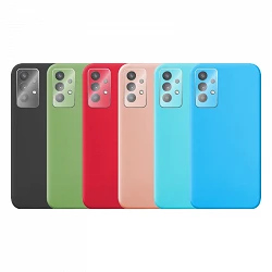 Case silicone smooth Samsung Galaxy A32-5G with Protector Camera 3D - 7 Colors