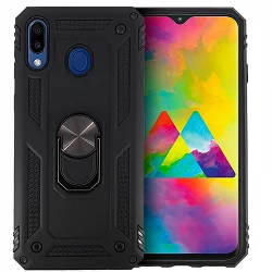 Funda Aluminio Antigolpe Samsung Galaxy M20 con Imán y Soporte de Anilla 360º