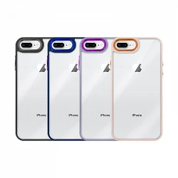 Coque transparente antichoc Premium pour iPhone 6/7/8 Plus Camera Edge Aluminium 6 couleurs