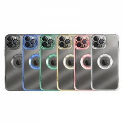 Case iphone 11 Pro Max Tranparent Silicone Chrome Cover 3D Camara 6-Colores