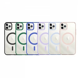 Funda Transparente Borde Color Magsafe para iPhone 11 Pro Max 6-Colores