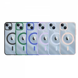 Funda Transparente Borde Color Magsafe para iPhone 14 6-Colores