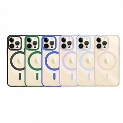Funda Transparente Borde Color Magsafe para iPhone 14 Pro Max 6-Colores