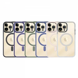Funda Premium Transpartente Borde Color Magsafe para iPhone 15 Pro Max 6-Colores