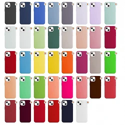Coque en silicone liquide effet peau pour iPhone 15 Plus, disponible en 38 couleurs