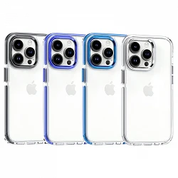 Coque en aluminium transparent premium pour iPhone 15 Plus 5 couleurs