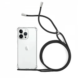 Fond de gel transparent anti-choc avec cordon - iPhone 15 Pro Max