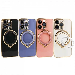 Case silicone With Chrome Folding Supportpara iPhone 15 4-colors
