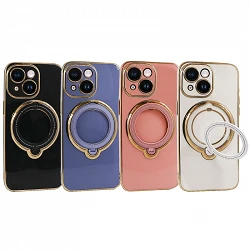 Case silicone With Chrome Folding Supportpara iPhone 15 Plus 4-colors