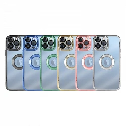 Funda iPhone 15 Pro Silicona Tranparente Cromado Cubre Camara 3D 6-Colores