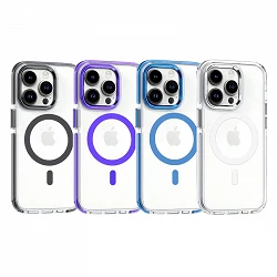 Case Premium Magsafe transparent with aluminum para Iphone 14 Pro 4-colors