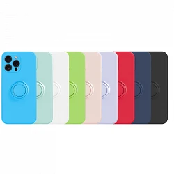 Case Gel silicone soft Flexible para iPhone 15 Pro with Magnet and Ring Holder 360 15 colors