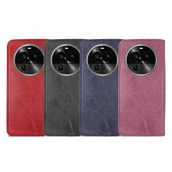 Case Lid with card holder Oppo Find X6 Leatherette - 4 colors