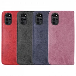 Case Lid with card holder Moto G22 Leatherette - 4 colors