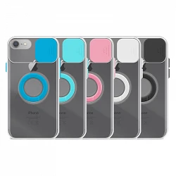 Coque iPhone 7/8G Transparente avec Anneau et Camera Cover 5 Couleurs