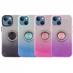 Funda Silicona Brillante iPhone 13 6.1" con Imán y Soporte de Anilla 360 5 Colores