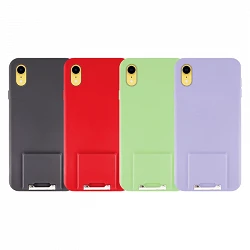 Funda Gel Silicona Suave Flexible para iPhone XR Soporte Plegable 4-Colores