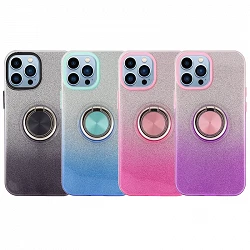 Coque en silicone brillant pour iPhone 14 Pro avec aimant et support de bague à 360º 5 couleurs