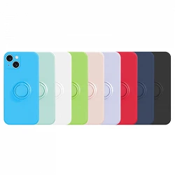 Case Gel silicone soft Flexible para iPhone 15 Plus with Magnet and Ring Holder 360 15 colors
