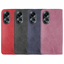 Case Lid with card holder Oppo A58 4G Leatherette - 4 colors