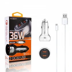Cargador Coche MOXOM KC-13 Quick Charge 3.0 + Cable MicroUSB