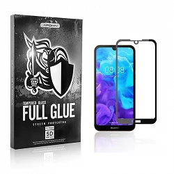 Protecteur d'écran incurvé en verre trempé 5D Full Glue Huawei Y5 2019 Noir