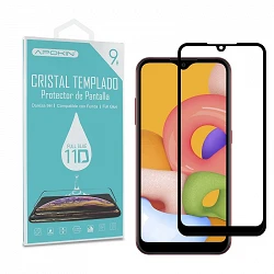 Cristal templado Full Glue 11D Premium Samsung Galaxy A01 Protector de Pantalla Curvo Negro