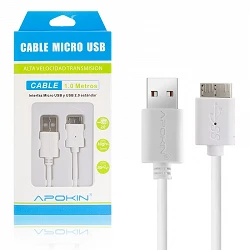 Cable Micro B 3.0 APOKIN USB 2.0 a Micro B 3.0 1m - 2 Colores
