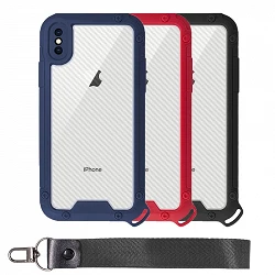 Coque Bumper Antichoc IPhone Xs Max avec Cordon Court - 3 Couleurs