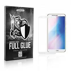 Protecteur d'écran incurvé blanc en verre trempé Huawei Y6 2018 Full Glue 5D