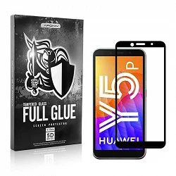 Protecteur d'écran incurvé en verre trempé Huawei Y5P Full Glue 5D noir