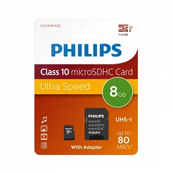 Carte microSD Philips 8 Go Classe 10