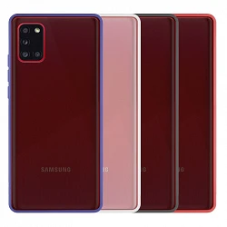 Coque Gel Samsung Galaxy A31 Smoke avec bordure colorée