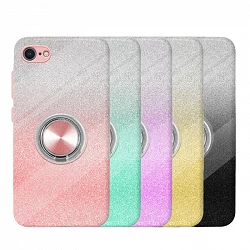 Funda Silicona Brillante iPhone 7/8/SE con Imán y Soporte de Anilla 360 5 Colores