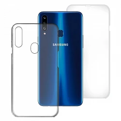 Double Cover Samsung Galaxy A20S Silicone Transparent Avant et Arrière