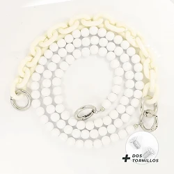 Cordon pour suspendre l'étui à perles avec crochet et vis à perles - Blanc