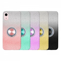Coque en silicone brillant pour iPhone XR avec aimant et support d'anneau à 360º 5 couleurs