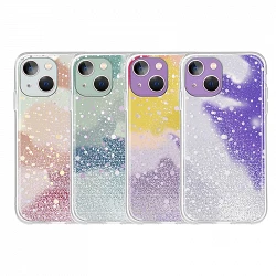 Funda Gel Transparente Purpurina Protección Cámara 3D iPhone 13 6.1" 4 -Colores