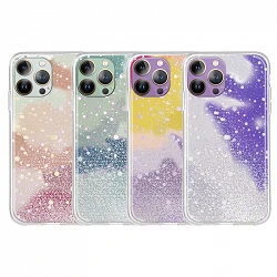Funda Gel Transparente Purpurina Protección Cámara 3D iPhone 13 Pro 4 -Colores