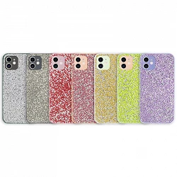 Funda Silicona Glitter Tipo Swaroski iPhone 12 6.1" - 7 Colores