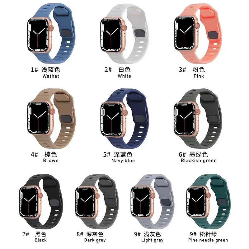 Correa Silicona Tronchada Apple Watch 42 44 45 49 mm 10 Colores