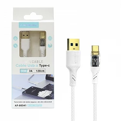 Cable Tipo-C a USB 3.0 1.20M 18W 3A Transparente-Blanco Caja Tipo Original