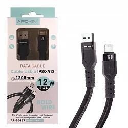 Cable Trenzado Lightning a USB 3.0 1.2 Metro 12W 2.4A Negro