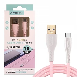 Cable USB a Tipo-C 3.0A 1.0 Metro 18W 3A Rosa